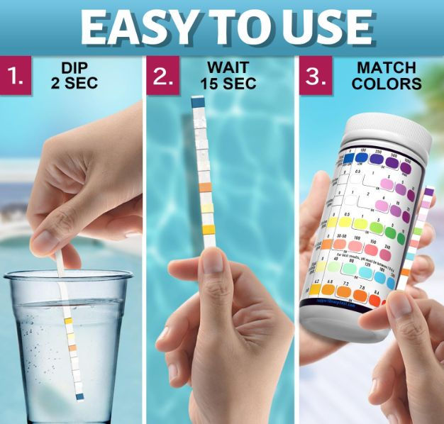 How to use EASYTEST 7-Way Pool Test Strips in three simple steps