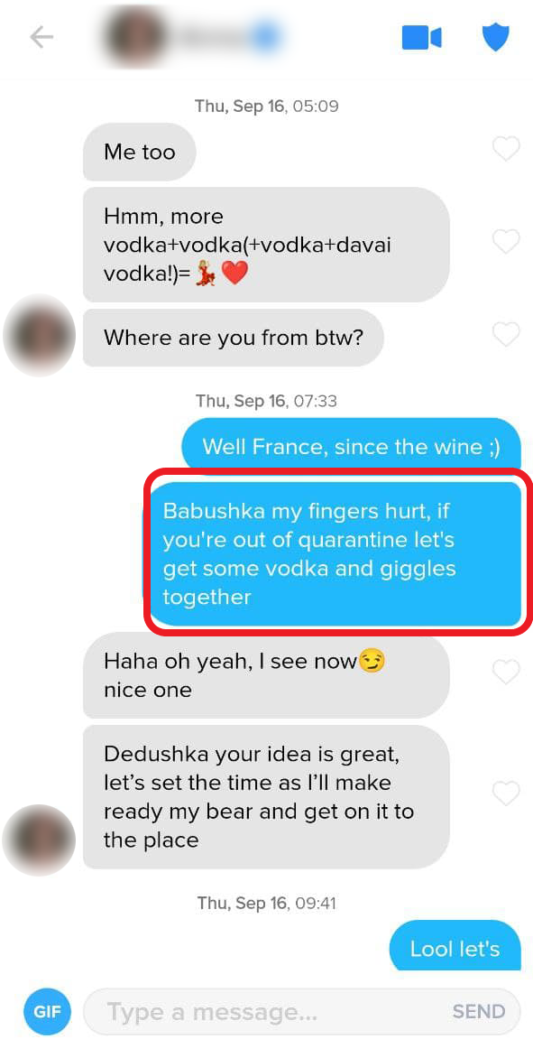 full tinder convo example