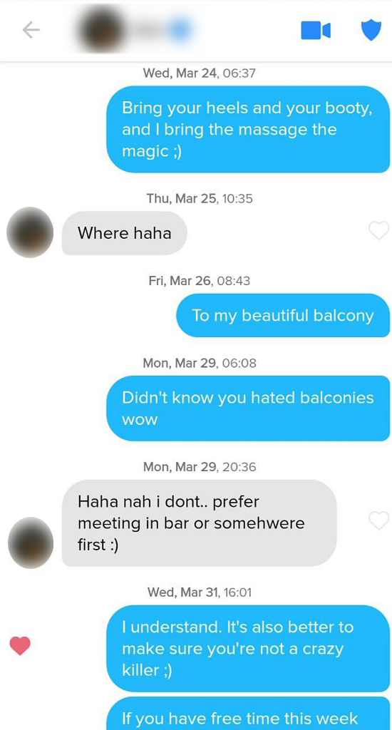 restart a conversation on Tinder by being funny