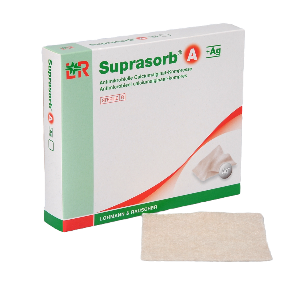 Suprasorb A + AG Calciumalginat-Kompresse 10x10cm, 8 St.