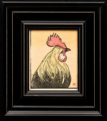 Rooster Portrait-Woodblock Print circa 1910 by Prosper Alphonse Isaac
