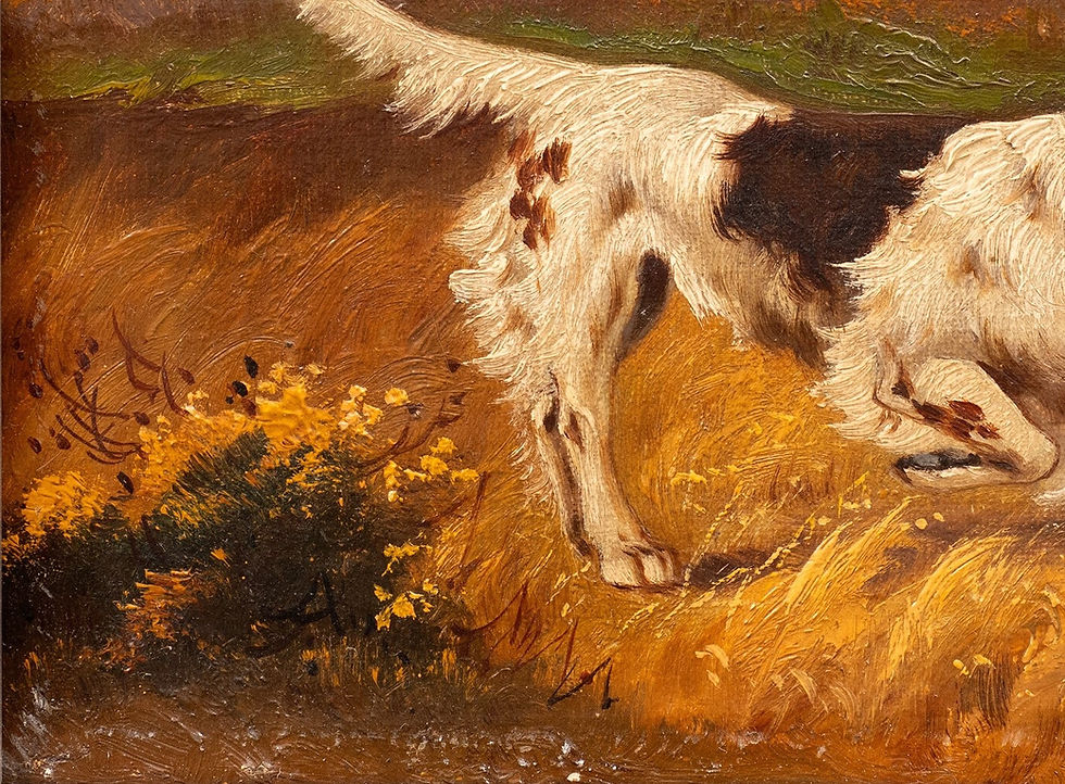 Miniatura: Hunting Dog at the Ready (L) Louis Lartigau (French, 19th/20th)