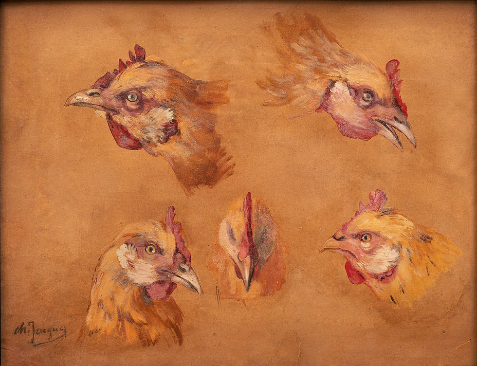 Miniatura: "Study of Roosters" Charles-Emile Jacque (French, 1813-1894)