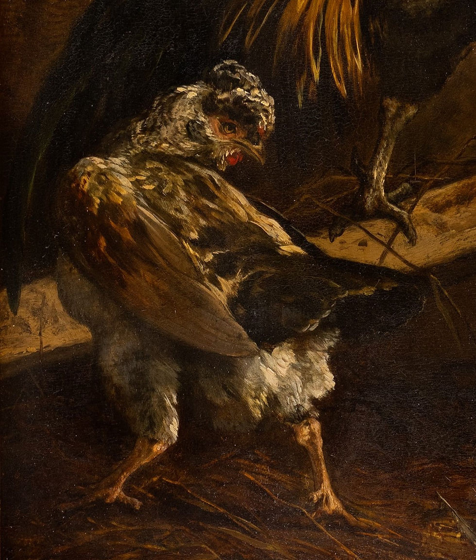 Miniaturbild: Crowing Rooster and Hens Charles Michel Maria Verlat (Belgian. 1824-1890)