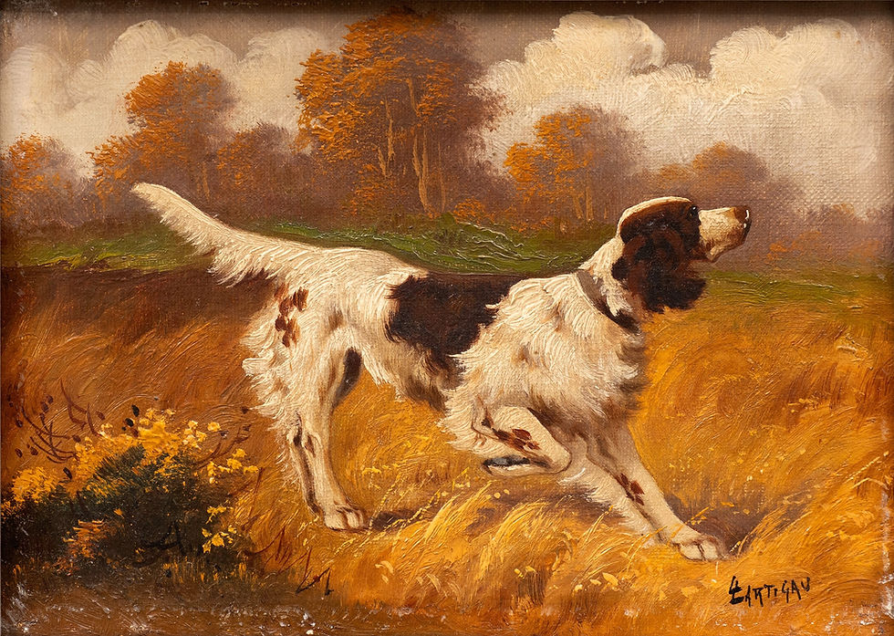 縮圖：Hunting Dog at the Ready (L) Louis Lartigau (French, 19th/20th)
