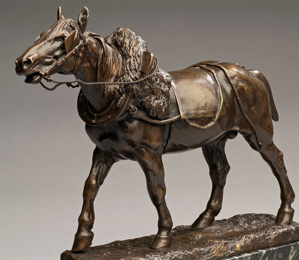 Miniatura: Bronze Portrait of a Draft Horse- Isidore Jules Bonheur (France, 1827-1901)