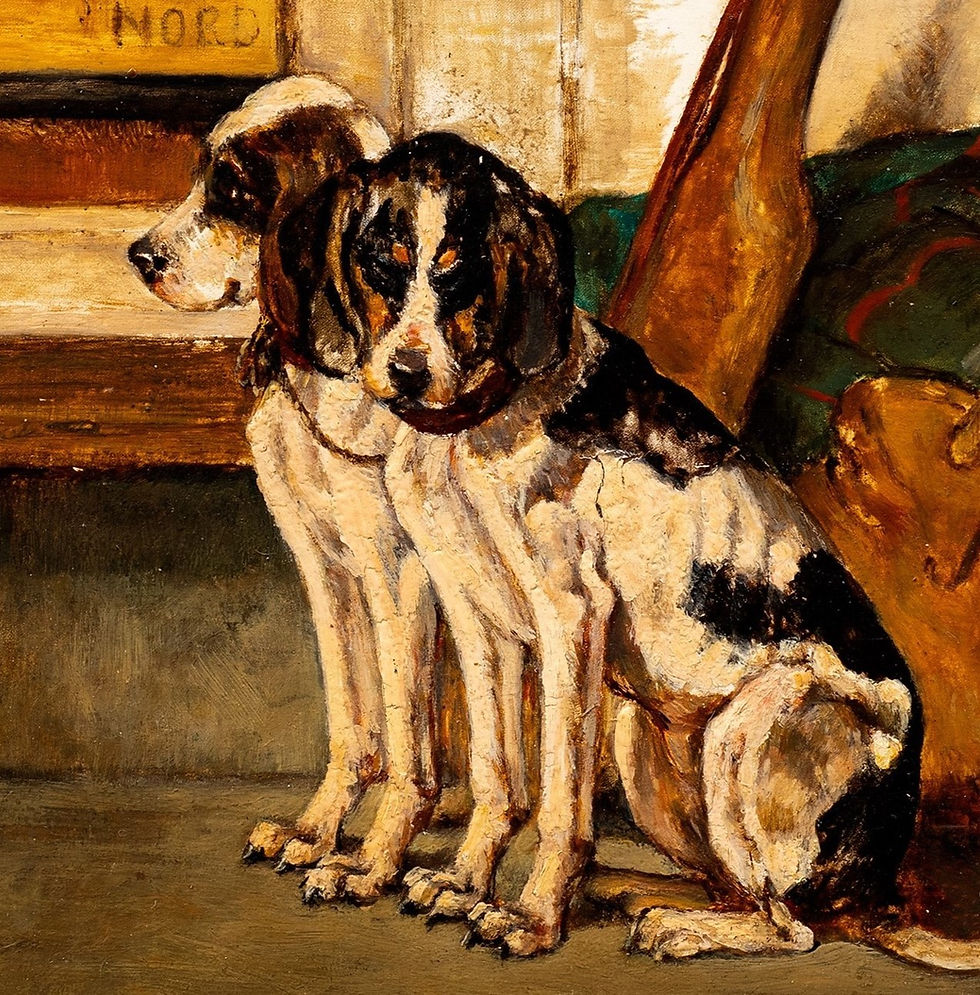 縮圖：Pair of Hunting Dogs at Rest; artist unknown, French, Mid-19th century