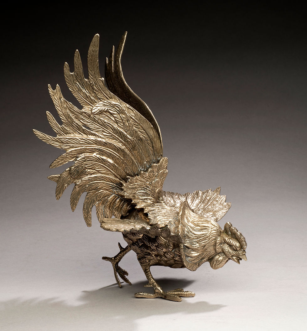 縮圖：Circa 19th Century French, Silvered Bronze Rooster