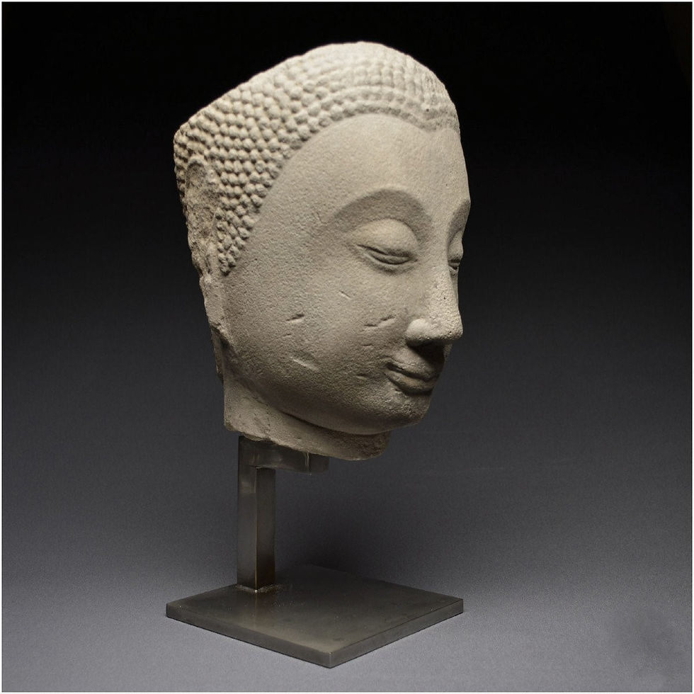 Thumbnail: Large 17th century, Sandstone Buddha Head from Thailand, Ayutthaya Kingdom
