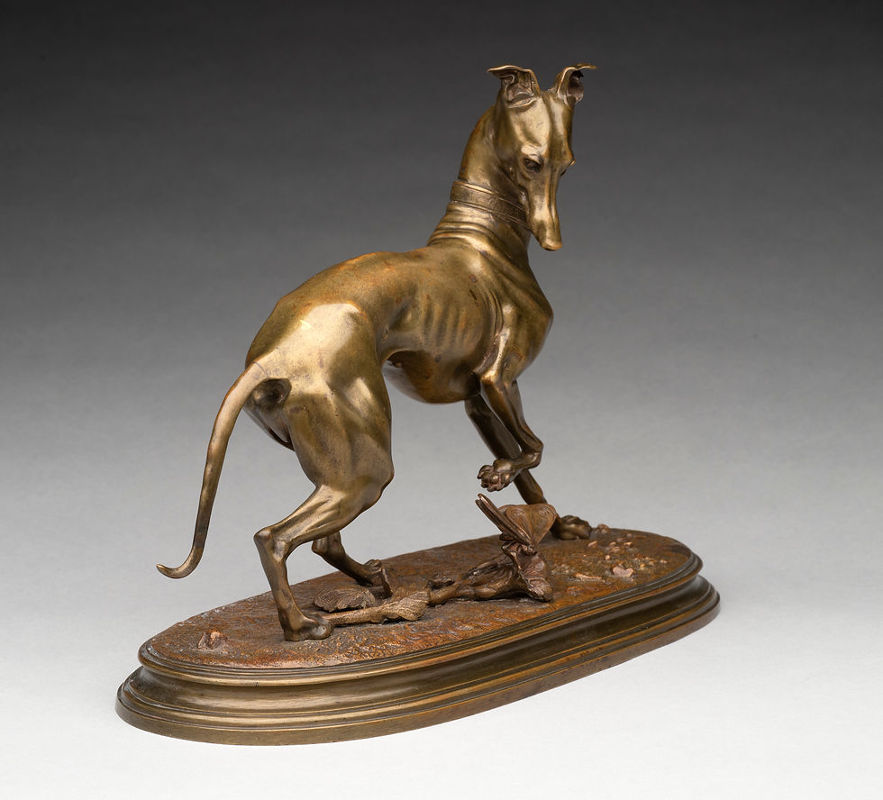 Miniaturbild: A.Bronze Dog Figure of a Whippet and Butterfly- Arthur Waagen (1833-1898) 1 of 2
