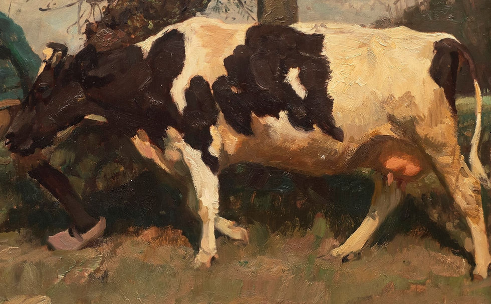 Miniaturbild: Cow Painting "Young Farmer Leading his Calf" Julius Paul Junghanns (1876-1958)