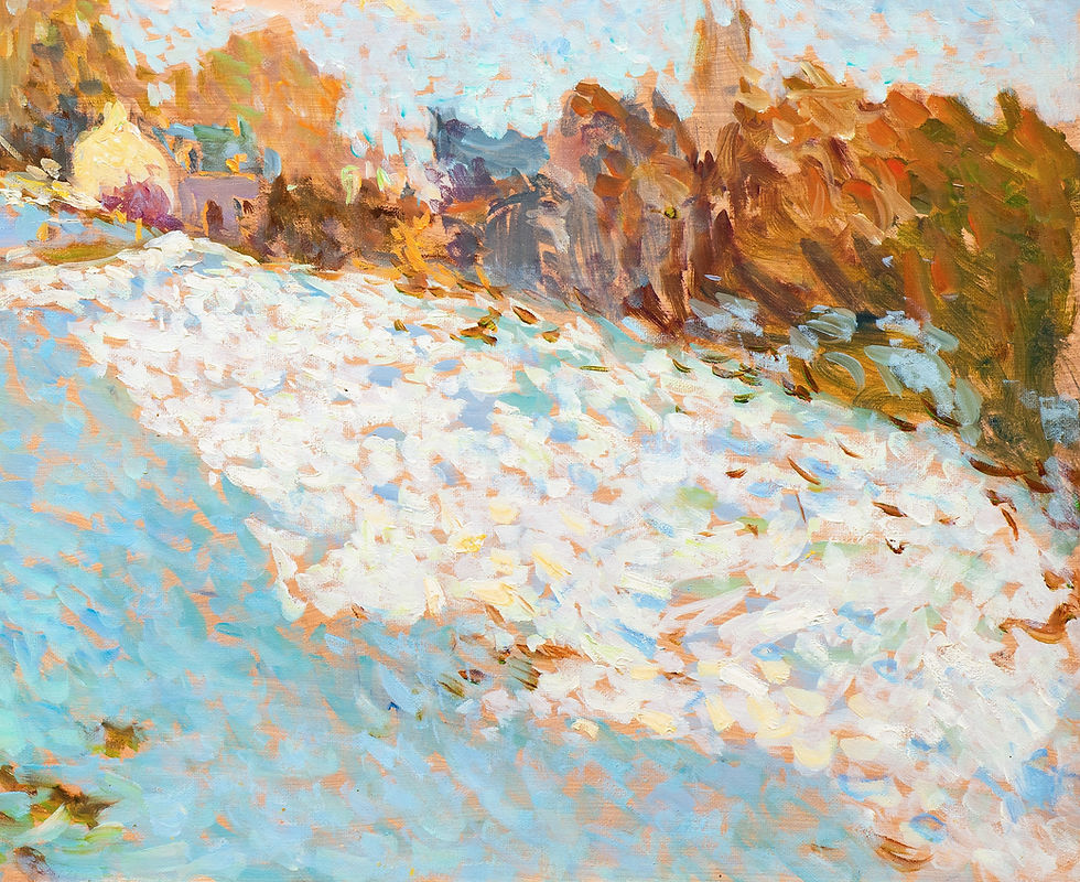 Miniaturbild: Pointillist Painting "The Road Beneath the Snow" Eugène Bégarat (French, 1943)