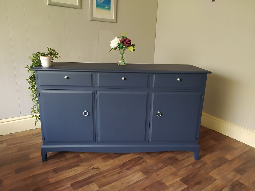 Stag Minstrel sideboard spray painted in Navy Blue