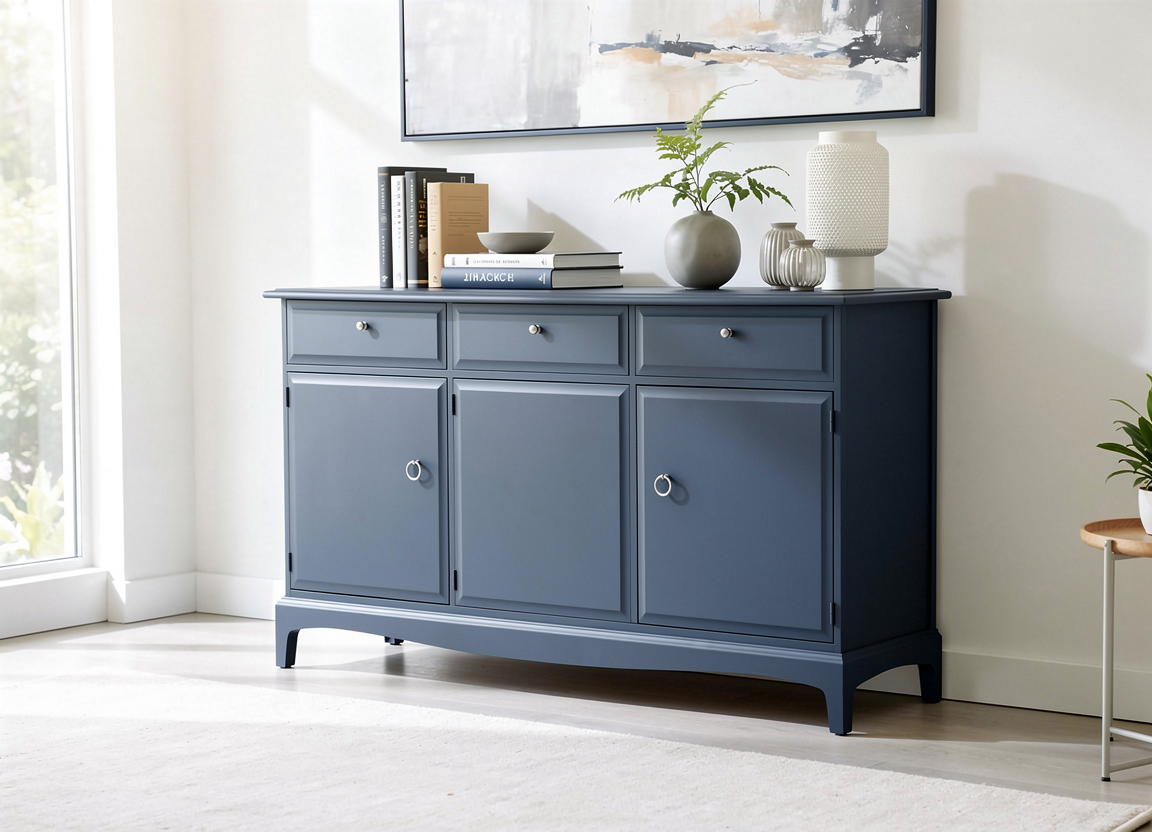 Stag Minstrel sideboard spray painted in Navy Blue