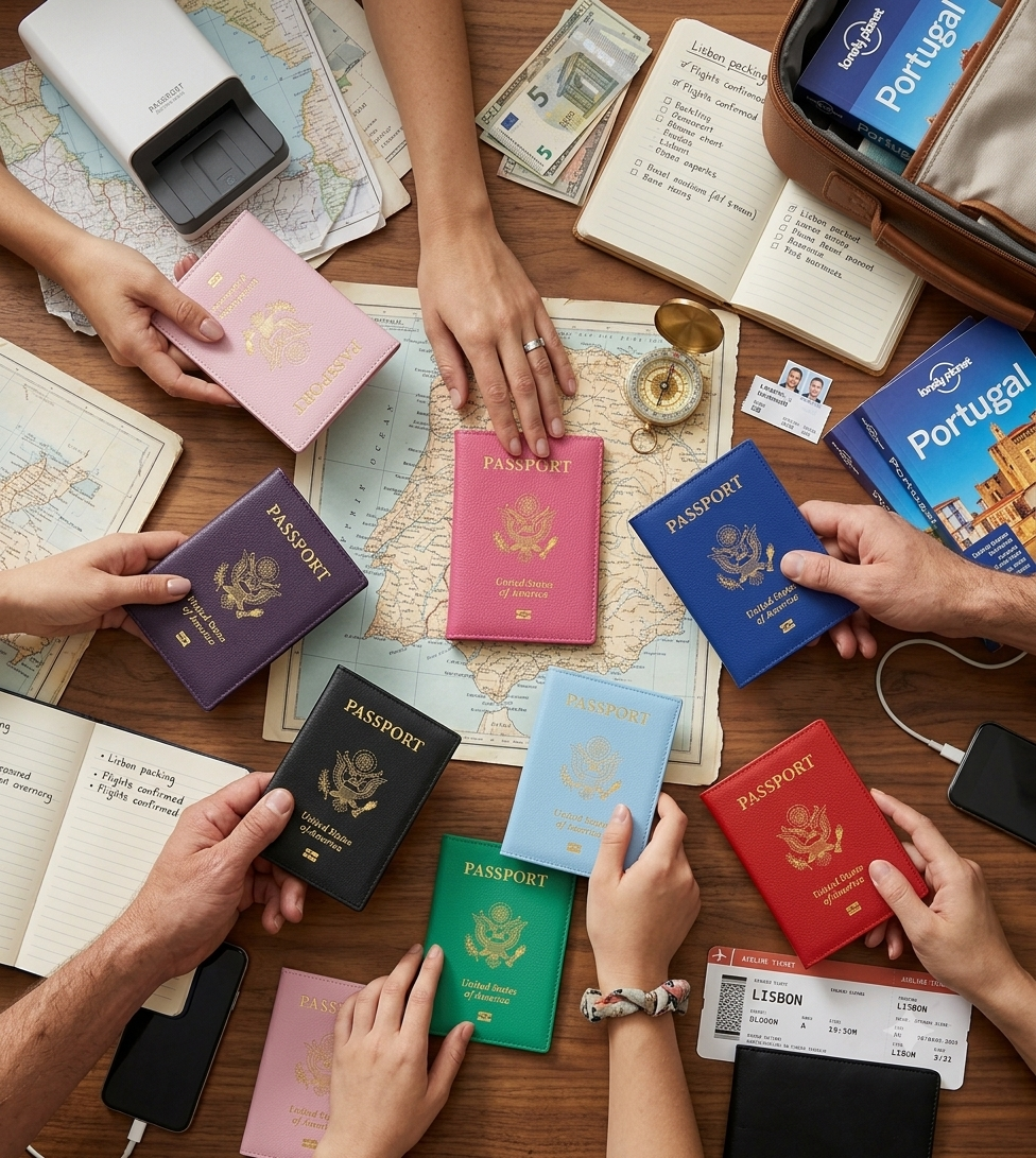 Thumbnail: PU Multifunctional Passport Holder with Gold Logo