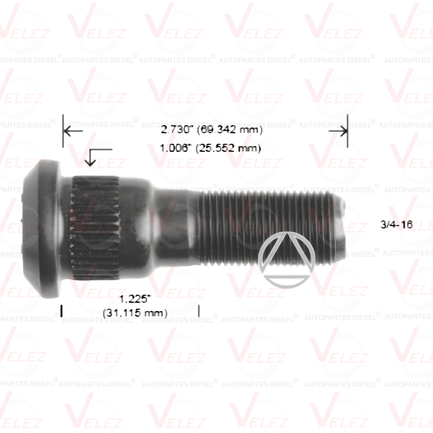 5043 / Birlo trasero derecho L 2.73" Ø 1"