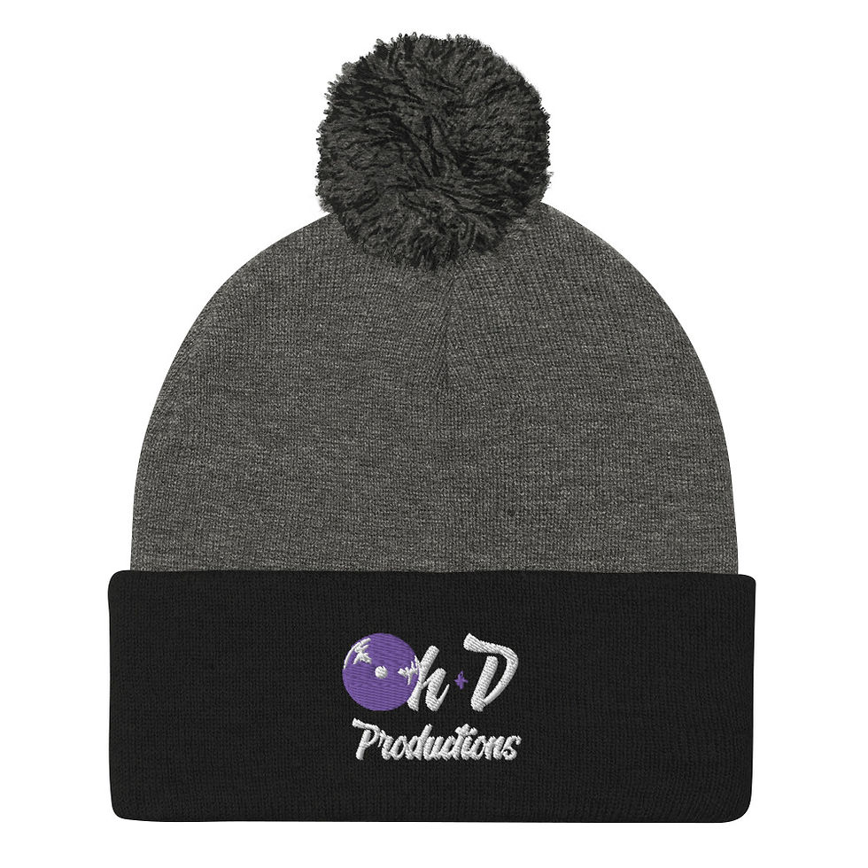White Logo Pom-Pom Beanie