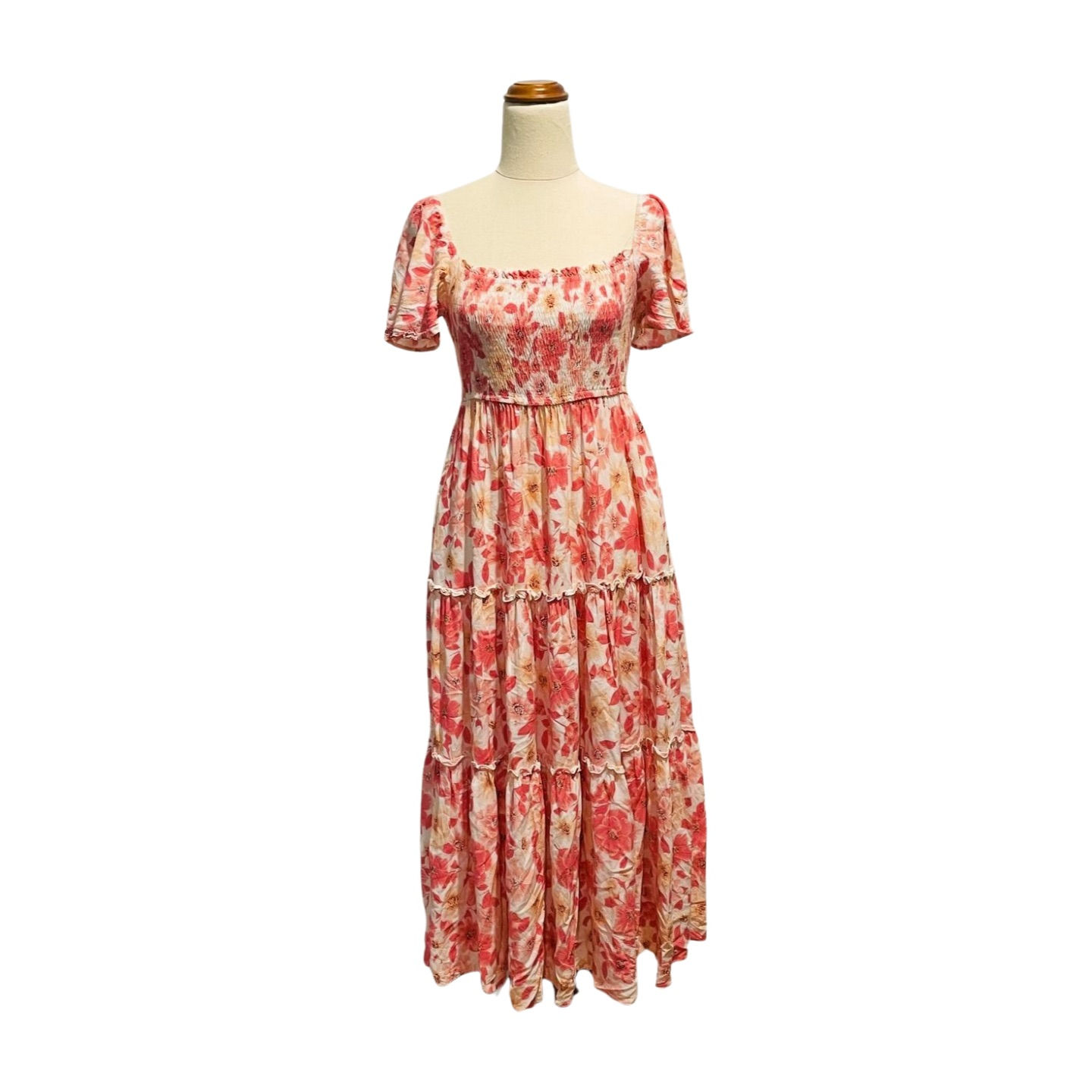 Iris Maxi Peach Floral Maxi Dress - Ladies Size 10