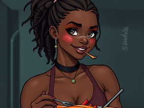 black girl eating healthy
