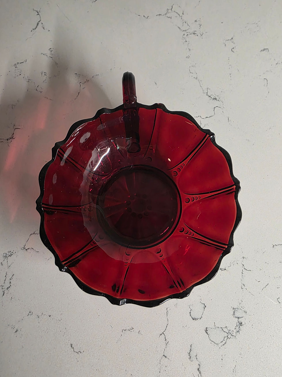 Thumbnail: Vintage Anchor Hocking Ruby Red  – 5" Glass Serving Dish with Handle