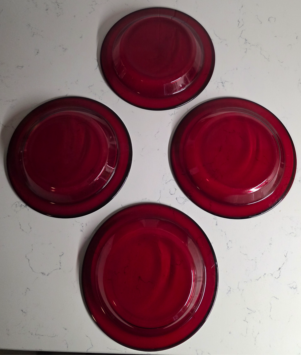 Thumbnail: Anchor Hocking Ruby Red Glass 8.5" Deep Dish Plate (4)– Vintage Mid-Century