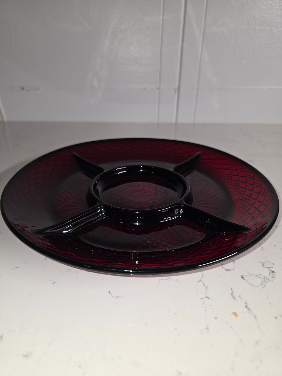 Thumbnail: Anchor Hocking Royal Ruby Red 10" Divided Dish – Vintage Depression Glass