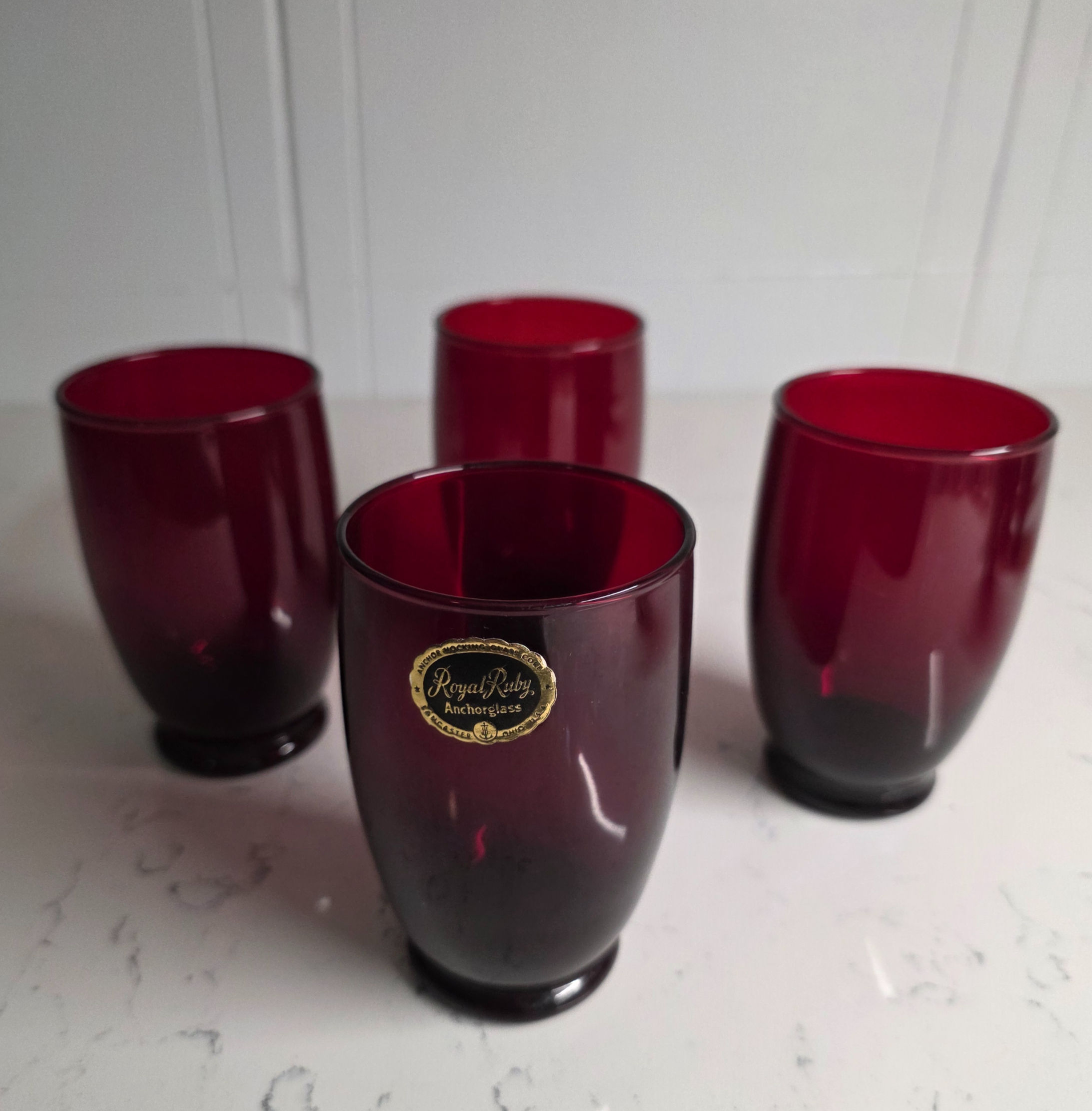 Vintage Anchor Hocking Royal Ruby Red 12 oz Glass Tumblers – Set of 4