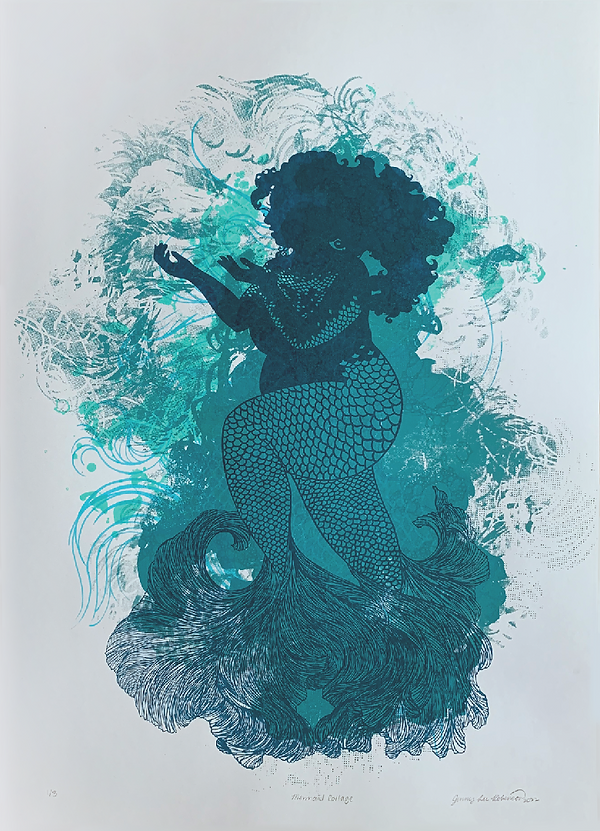 2 Mermaid Collage, Serigraphy on Paper, 39x54.5cm, 2022.png