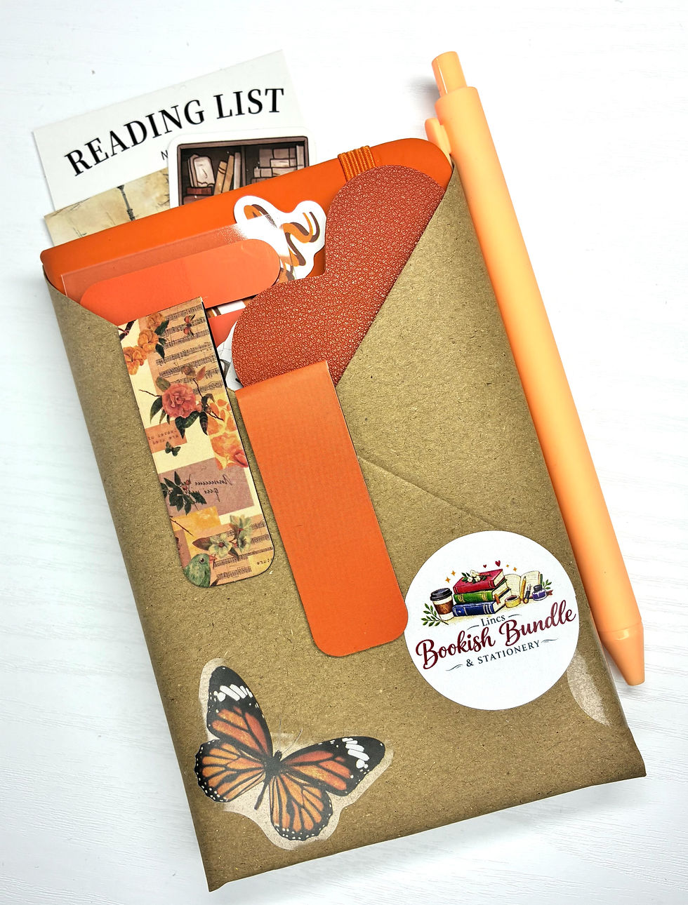 Bookish Bundle with reading list, pen, and bookmarks