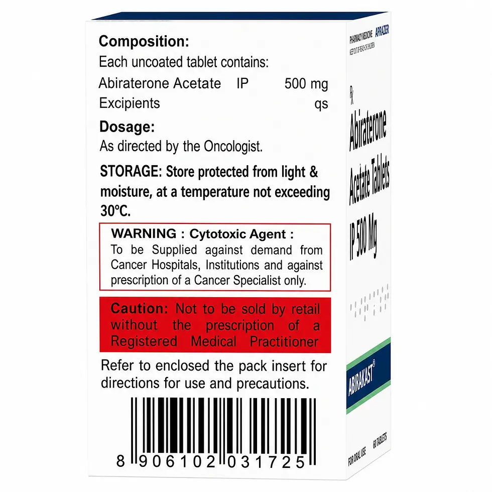Abirakast 500mg Tablet back side box image