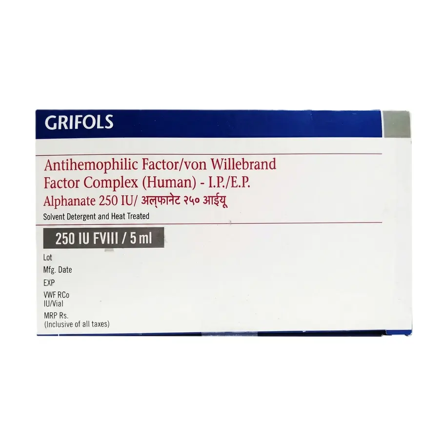 Alphanate 250IU Injection 5ml right side box image