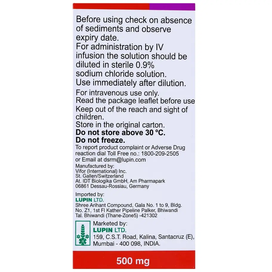 Ferinject 500mg Injection 10ml left box image