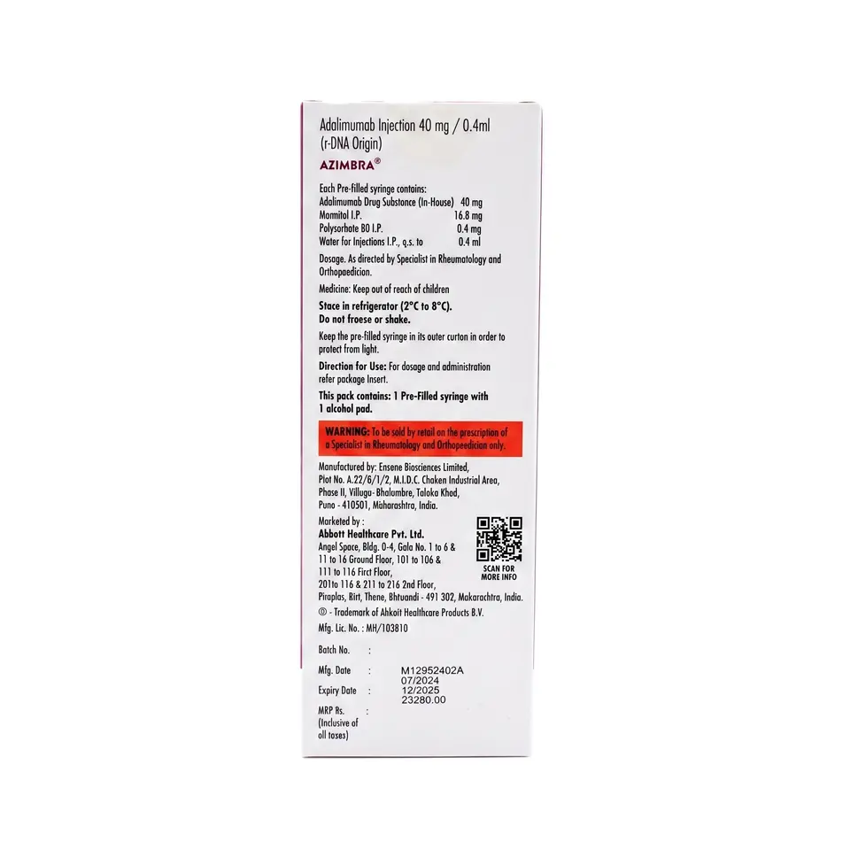Azimbra 40mg Injection back box image