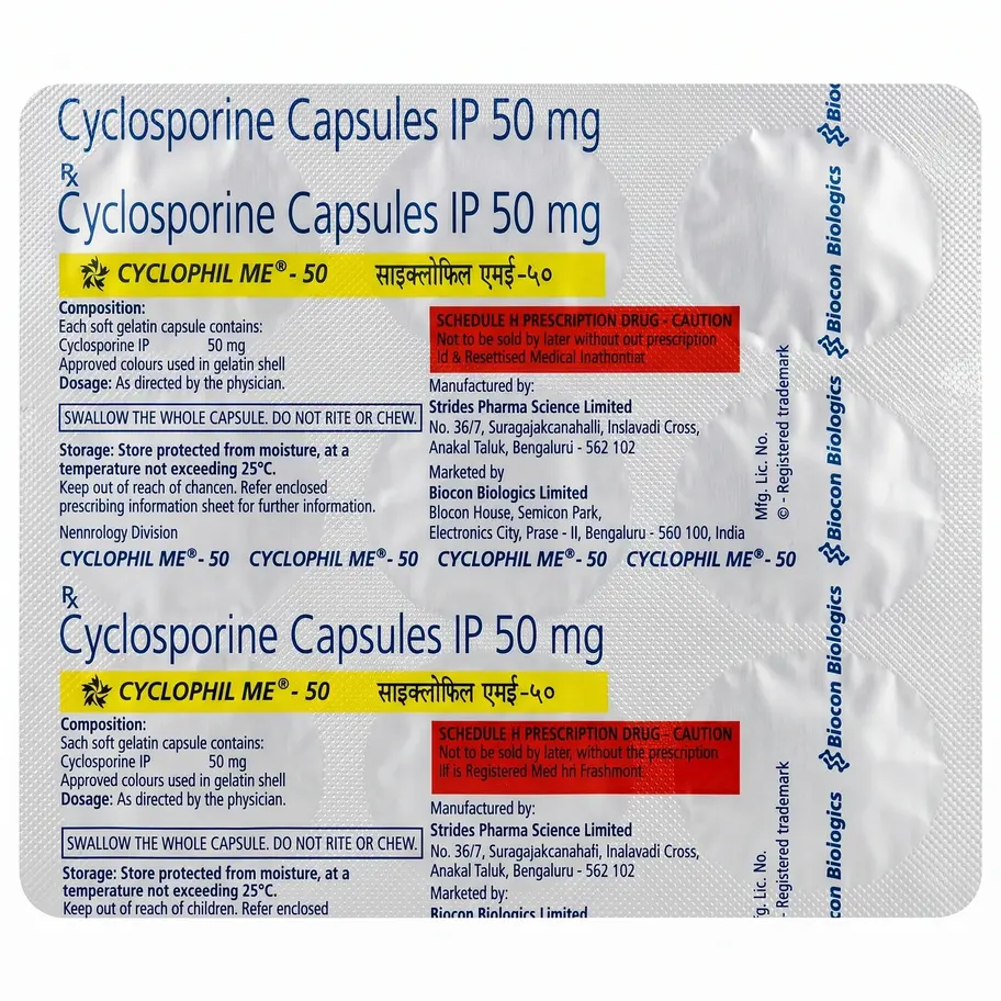 Cyclophil ME 50mg Capsule back strip image
