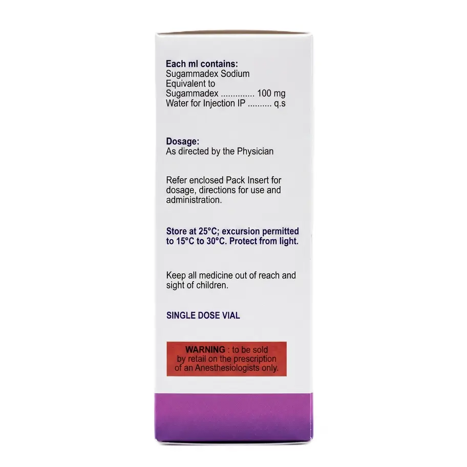 Sugmadex 100mg Injection 2ml right box image