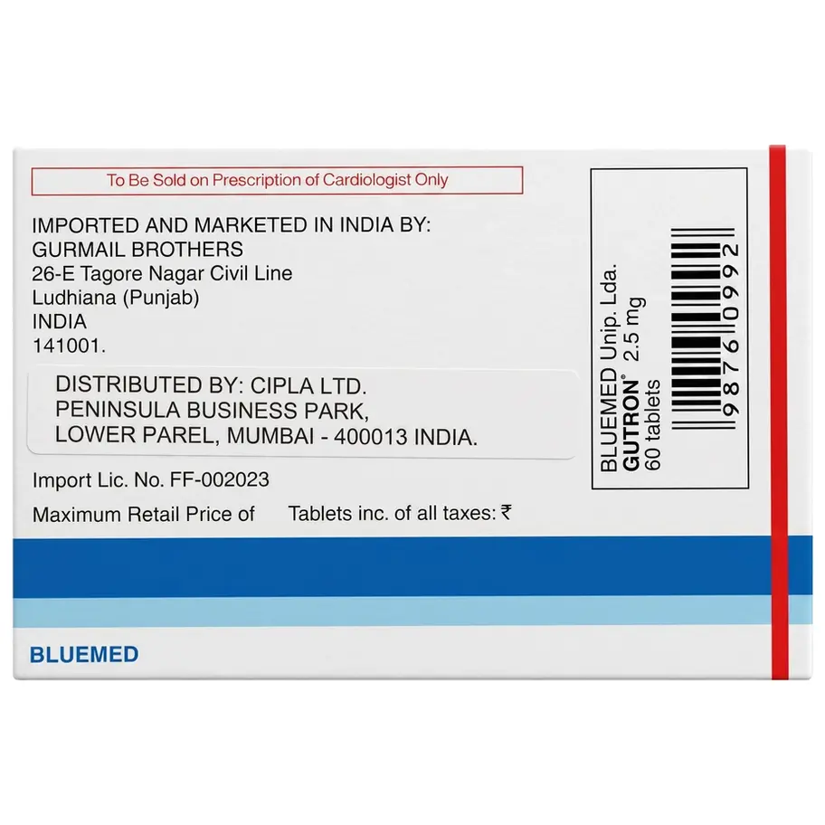 Gutron 2.5 mg Tablet back box image
