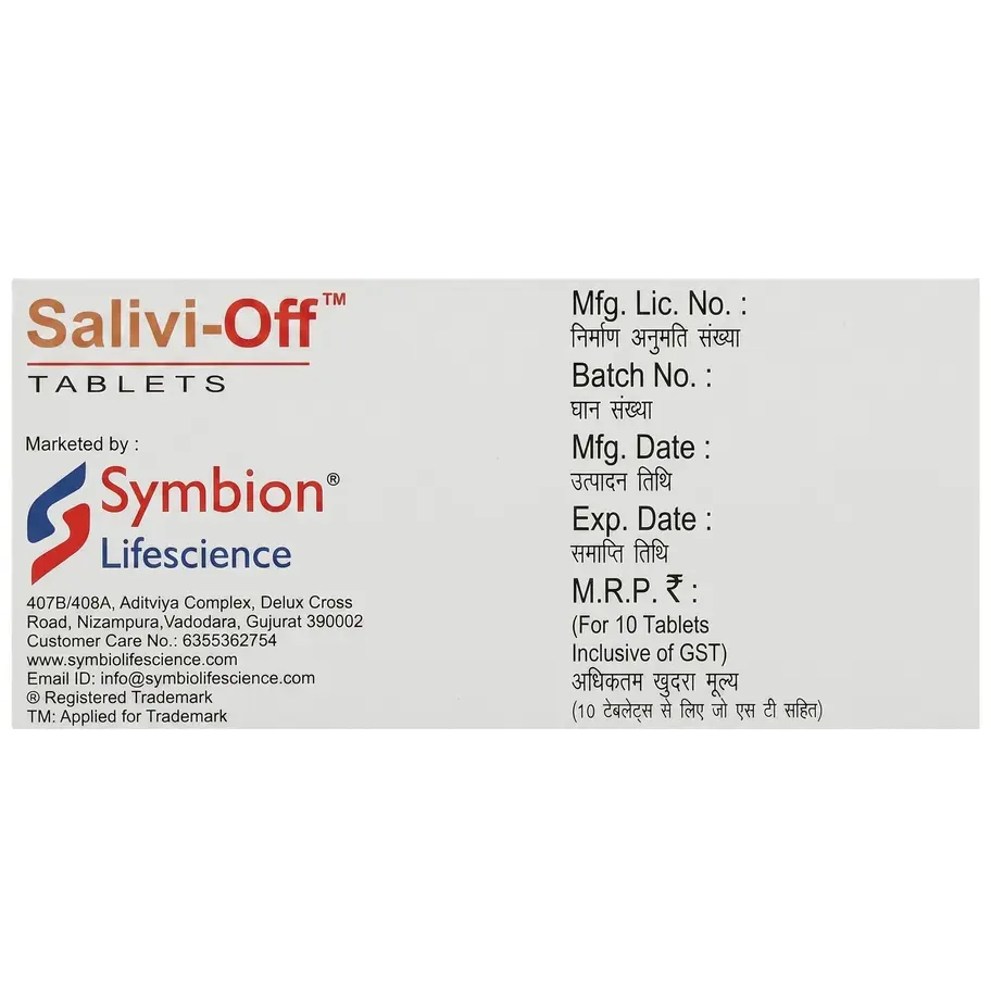 Salivi-Off Tablet bottom box image