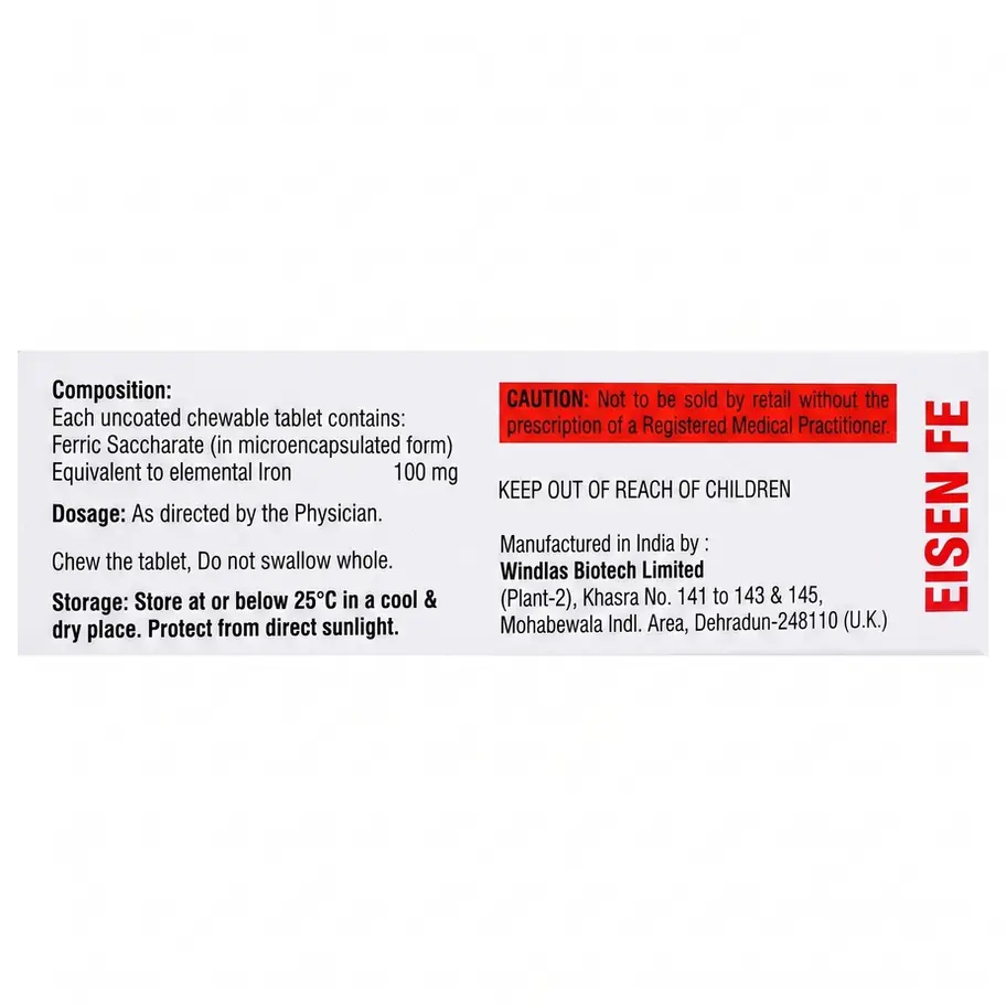 Eisen FE Chewable Tablet upper box image