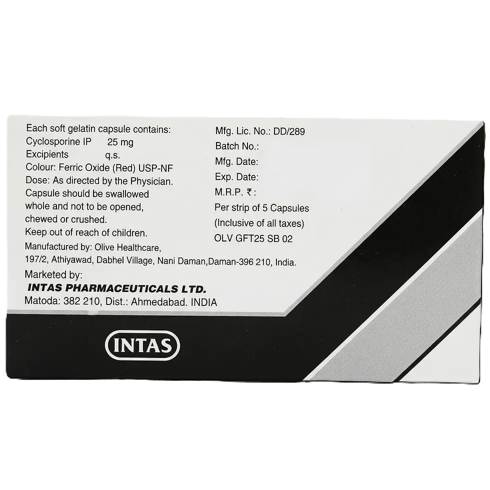 Grafotas 25 mg Capsule back box image