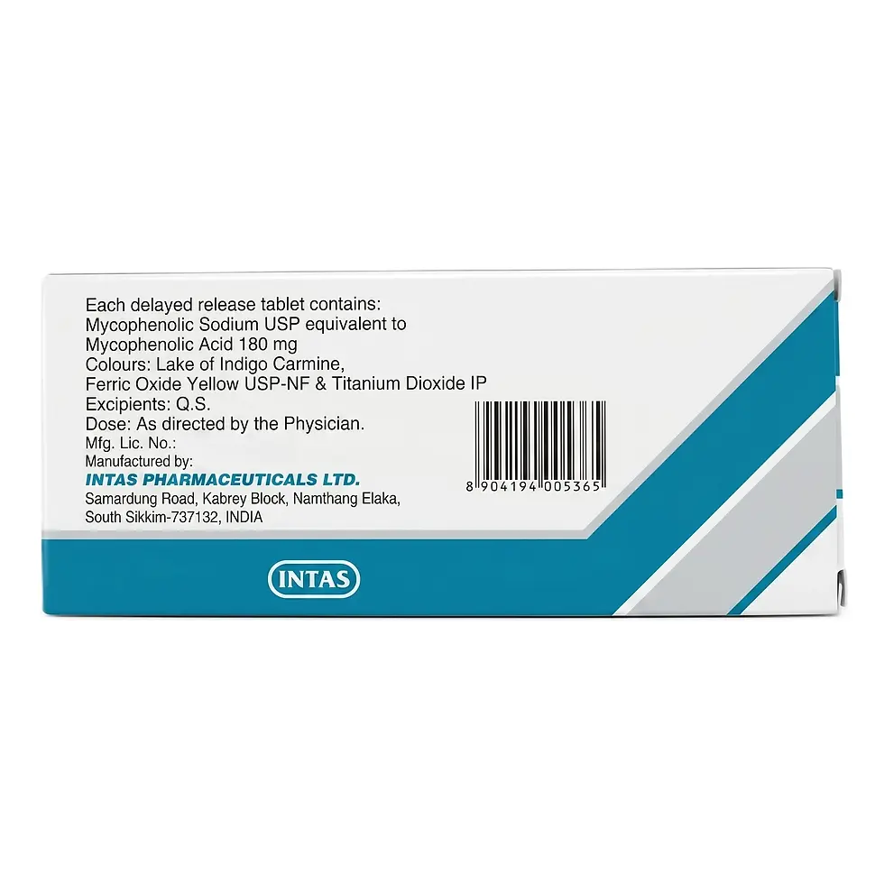 Mycofit S 180 mg Tablet back box image