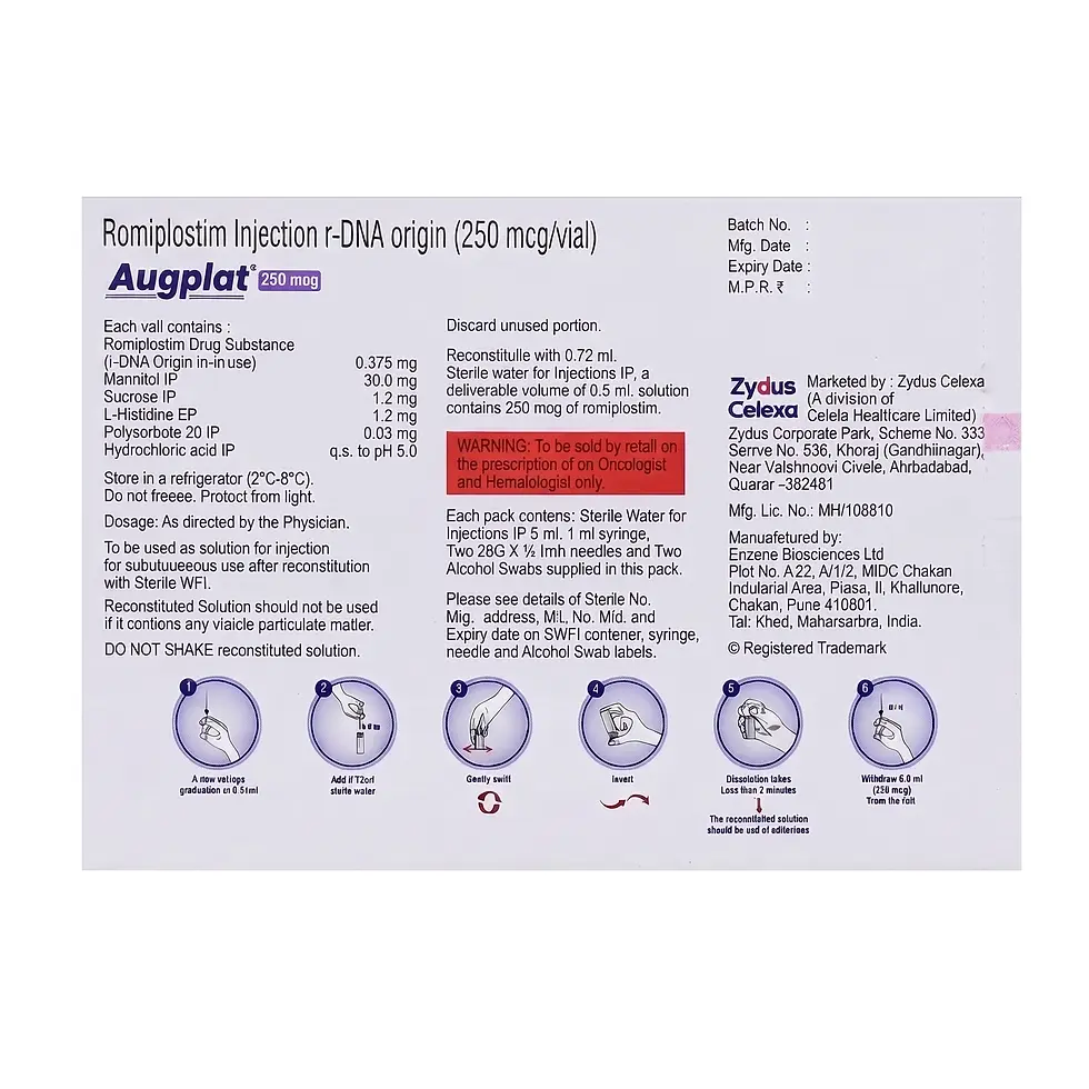 Augplat 250mcg Injection back box image