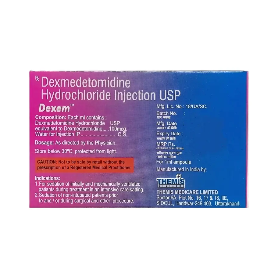 Dexem Injection 1ml back box image