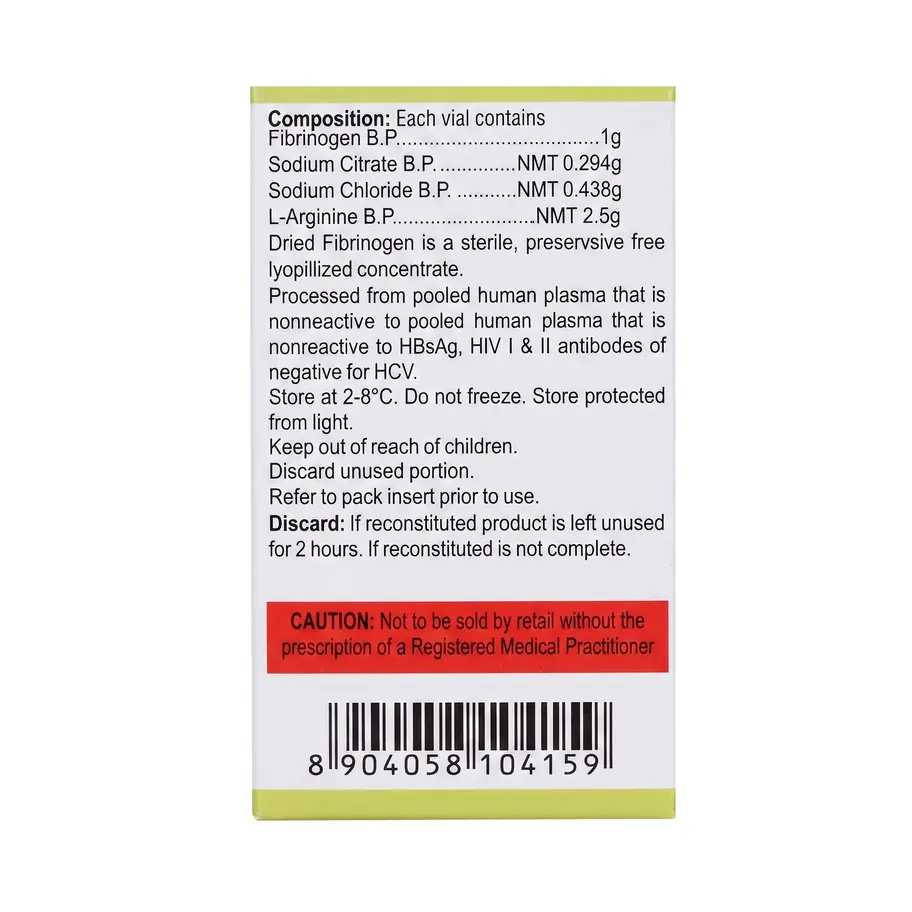 Fibrinorel 1gm Injection back box image