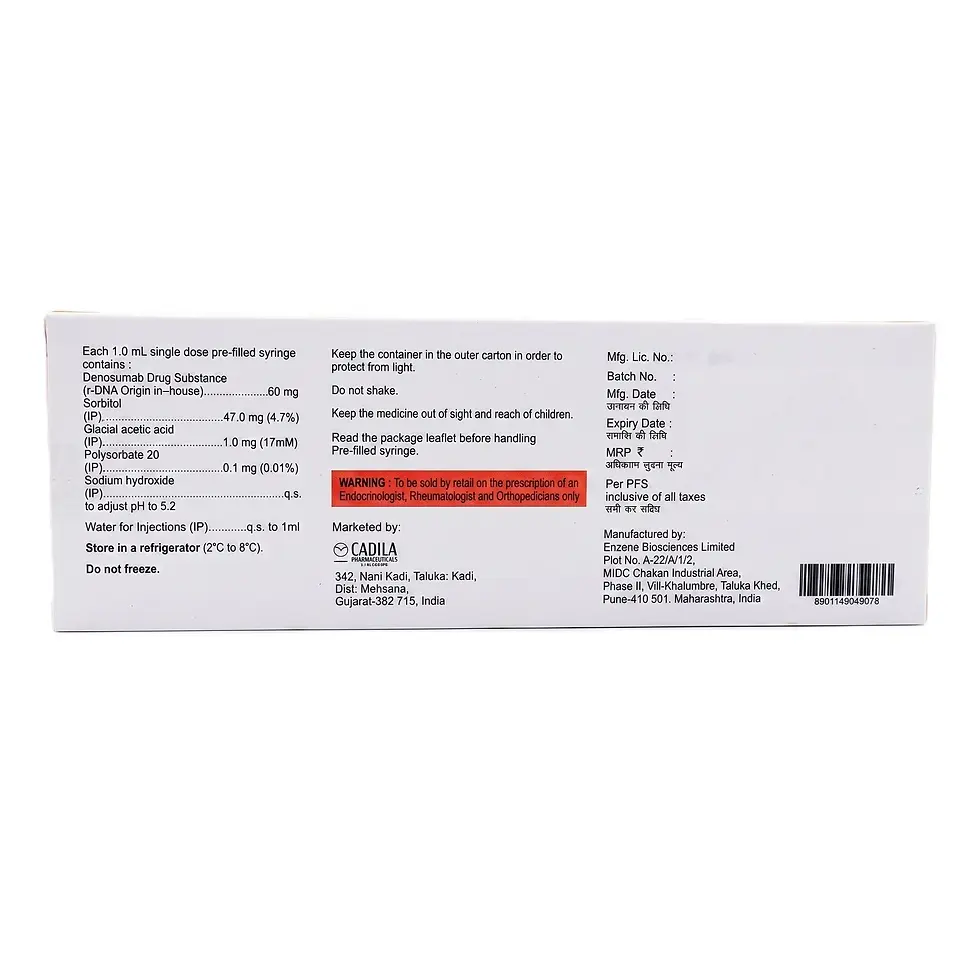 Denocad 60mg Injection back box image