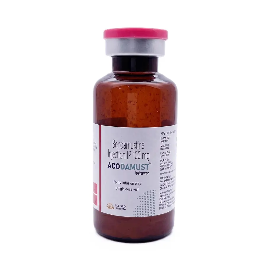 Acodamust 100 mg Injection front side vial image