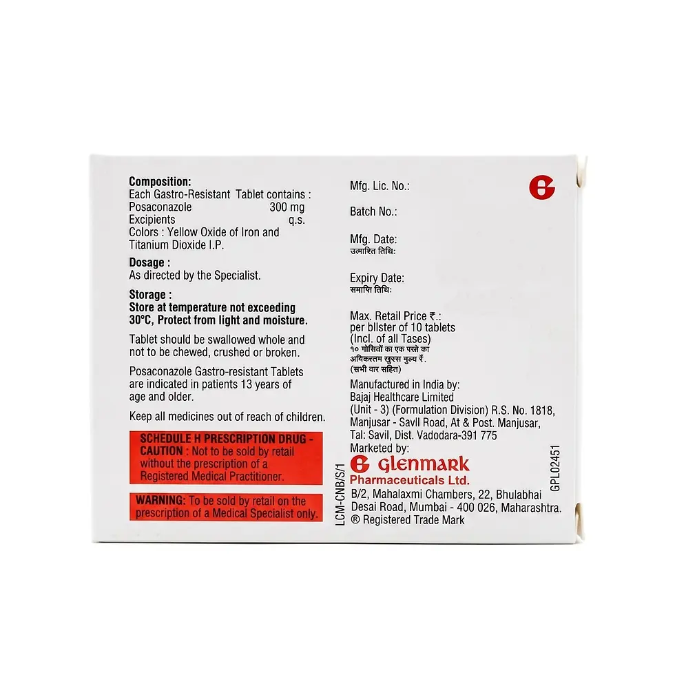 Candipoz GR 300mg Tablet back box image