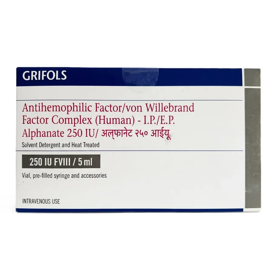 Alphanate 250IU Injection 5ml front side box image
