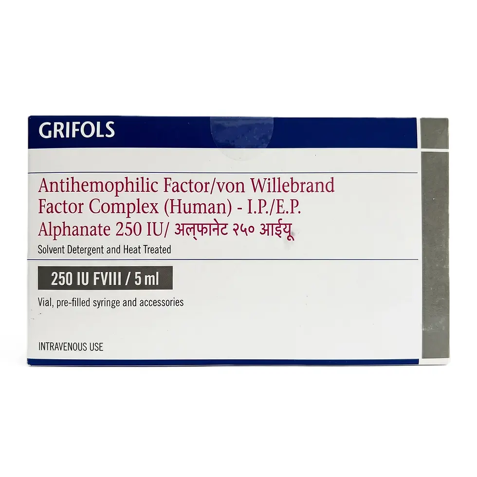 Alphanate 250IU Injection 5ml front side box image