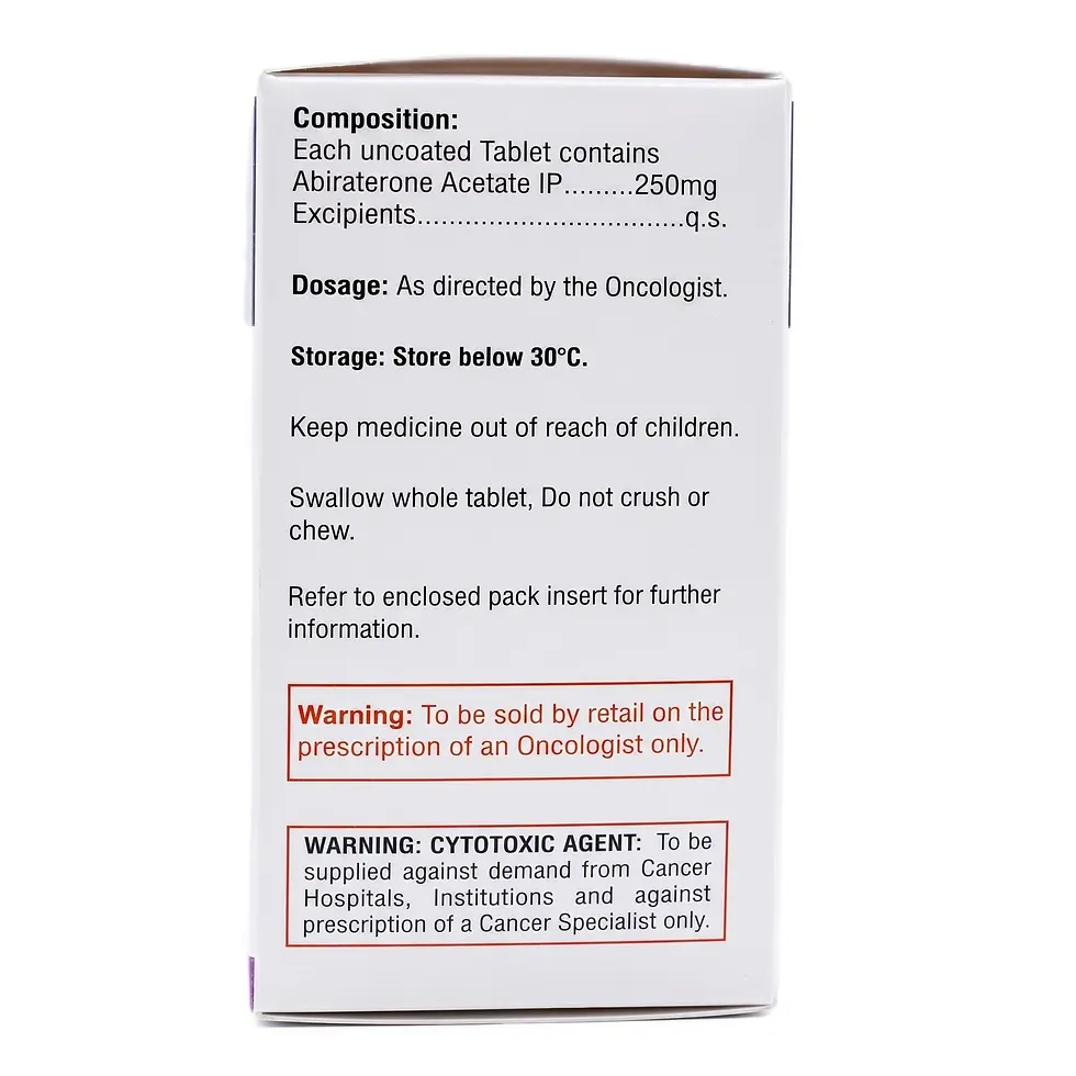 Abirosted 250mg Tablet back side box image