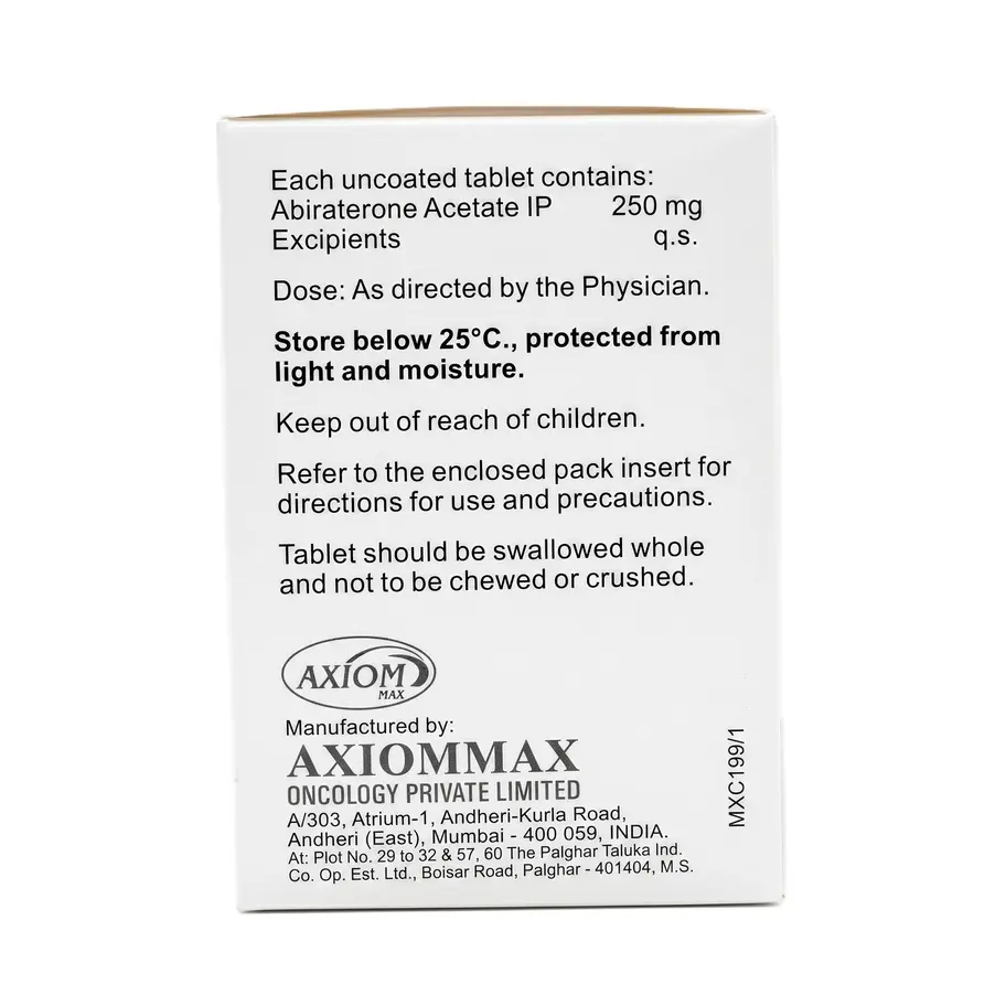 Abirawin 250mg Tablet back side box image